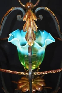 Kronleuchter viktorianisches Vaselineglas Bronze, Kupfer, Messing, vergoldetes Metall C1835 - Bild 1 von 18