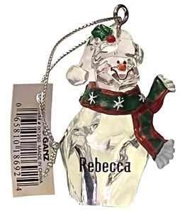 REBECCA Personalizado Resina Transparente Muñeco de Nieve Adorno 2" x 1” TOTALMENTE NUEVO CON ETIQUETAS (GS) - Imagen 1 de 2