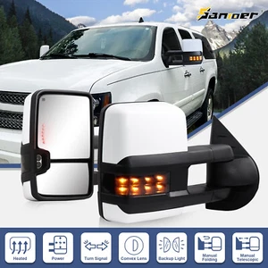 White Towing Mirrors For 2007-2013 Chevy Silverado GMC Sierra 1500 2500HD 3500HD - Picture 1 of 8