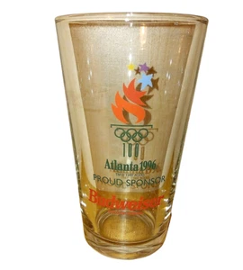 Vintage Atlanta 1996 Olympics Proud Sponsor Budweiser Beer Pint Glass Man Cave - Picture 1 of 8