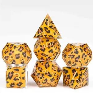 Resin Poly Würfel Set - Leopardenmuster - Sharp Edge D&D RPG 7 Würfel Dungeons&Dragons - Bild 1 von 7
