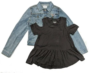 Hudson Kids! Girls 2pc Denim Jacket and Dark Grey Top Set - Picture 1 of 3
