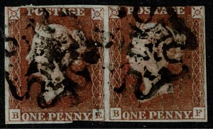 1841 1d Red Black Plate 9 BE-BF MX BE Variety Double B Fine Used Cat. £475.00 - Picture 1 of 1