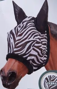 Máscara de mosca dura talla 1 caballo estampado cebra caballo tachuela equino blanco/negro - Imagen 1 de 2