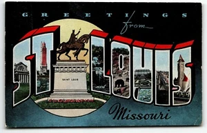 Postcard Large Letter Greetings from St Louis Missouri MO PM 1943 - Picture 1 of 2