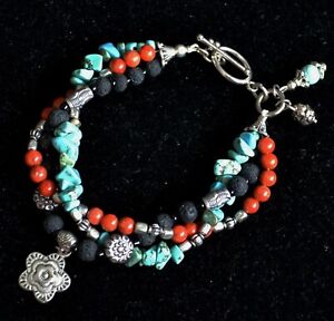 Multistrand gemstone bracelet, statement bracelet, designer handmade (B369)