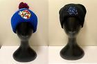 Lot of 2 Boys OS Beanie Hats: Blue Pom-Pom Mario, Zephyr Graf-X Black Avengers