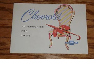 1958 Chevrolet Car Accessories Sales Brochure 58 Chevy Impala Bel Air Corvette - Picture 1 of 1