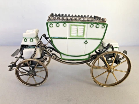 Antique European Porcelain and Sterling Silver Carriage Cover