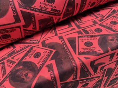 Tela de jersey doble estilo neopreno de buceo, por metro - impresión de billete de $100 dólares Foto 1 de 3