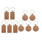 10pcs Unfinished Blank Wooden Key Rings Wood Keychain DIY for Craft Bag