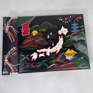 Vintage Painted Japan Lacquerware Photo Album 46 Pages Map of Japan Junk Journal - Picture 1 of 11