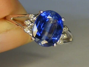 London Blue Topaz & 10k White Gold Ring size N1/2, hallmarked - Picture 1 of 4