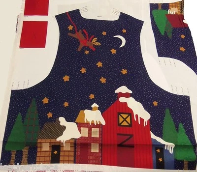 CRANSTON VIP VIP ~ Christmas Santa Claus Sleigh Adult Vest Panel ~100% Cotton Fabric Panel