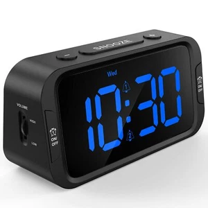 Digital Dual Alarm Clock for Bedroom Easy to Set 0-100% Dimmer USB Charger 5 - Picture 1 of 9