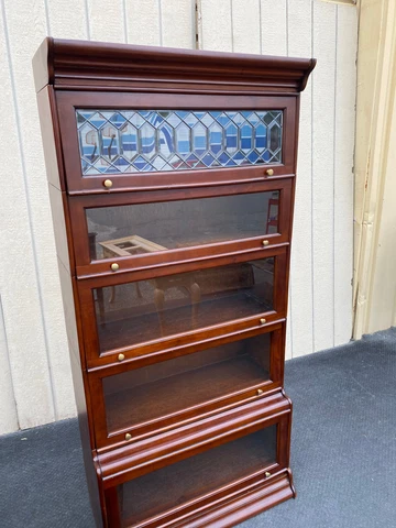 64504  Leaded Beveled Glass Barrister Stacking Bookcase Cover