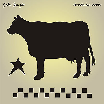 Country Milk Cow Stencil Prim Barn Star Check...