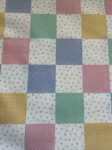 VINTAGE PASTEL ABC/PIN DOT PATCHWORK SQUARES - 100% COTTON FABRIC 1/2 YARD NOTE - Picture 1 of 6
