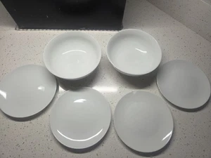 PAMPERED CHEF SIMPLE ADDITIONS WHITE SALAD BOWLS & APPETIZER PLATES - Picture 1 of 4