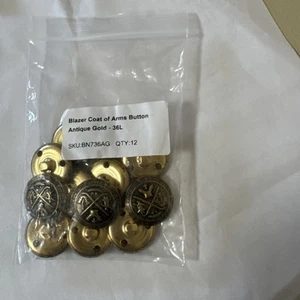 12 Royal Blackheath Golf Club Crown & Thistles Buttons 3/4" antique gold shank - Picture 1 of 3