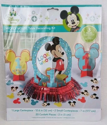 Mickey Mouse 1st Birthday Table  Decorating Kit Centerpiece 23pc Disney baby - Image 1 of 4