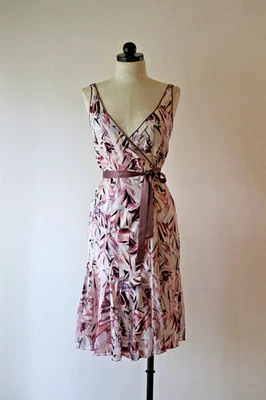 Vestido envolvente Diane Von Furstenberg púrpura blanco seda gasa sin mangas para mujer 6 Foto 1 de 4