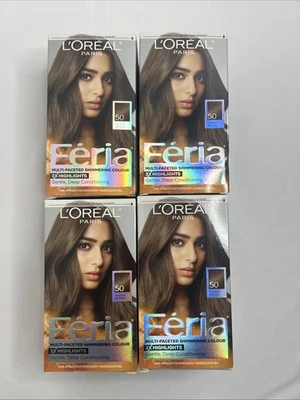 4 BOXES of L'Oreal Paris Feria 50 Havana Brown Permanent Hair Color Medium Brown - Image 1 of 4
