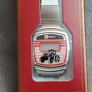 Vtg AGCO White Company Farming Tractor Digital Watch ~ Kids Youth SZ ~ Stretch - Bild 1 von 12