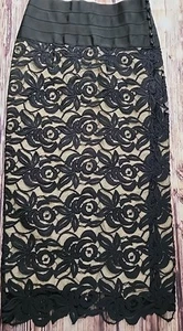 Body by Victoria Skirt Black Lace Long Silk Lining Office Siren Bondage Waist 4 - Picture 1 of 12