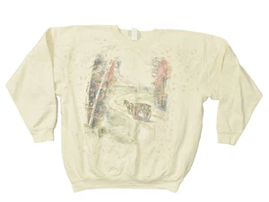 Northern Reflections Men's Vintage Crewneck Sweatshirt Cream Graphic XL Stained - Picture 1 of 8