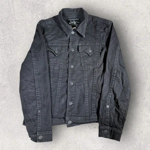 True Religion Denim Trucker Jacke dunkelschwarz Logo Pattentasche Herren Größe XL - Bild 1 von 12