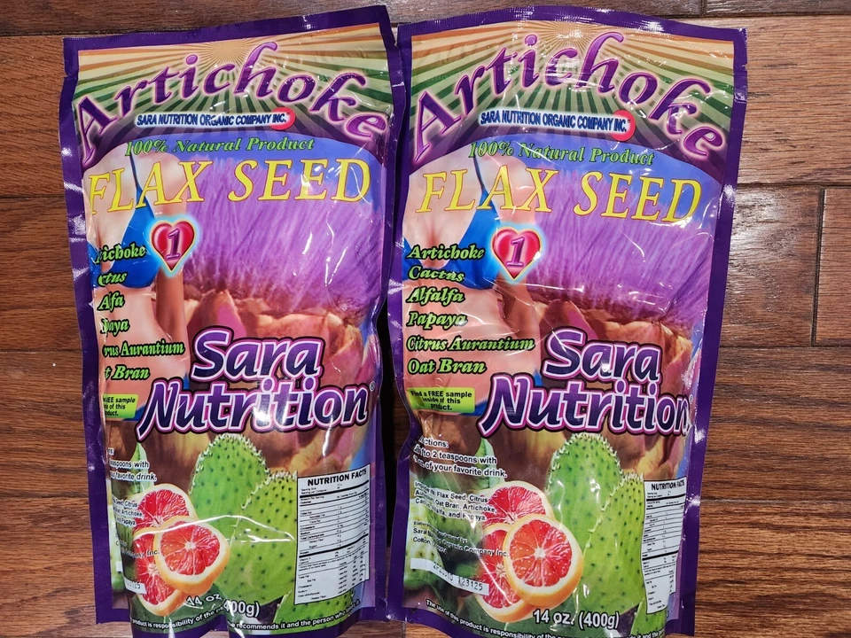 4x Artichoke Flax Seed Powder Sara Nutrition Alcachofa Linaza 100 Natural 14 Oz