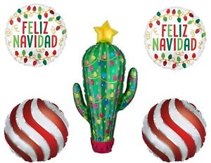5 pc XL Feliz Navidad Cactus party balloons Decoration Supplies Merry Christmas