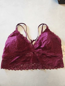 NWT Blake & Co Size 2X Strappy Lace Triangle Bralette Bra Maroon - Picture 1 of 3
