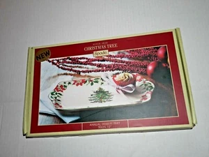 Spode Christmas Tree Rechteck 12" Dessert Tablett Weihnachtsstern überbackene Griffe - Bild 1 von 3