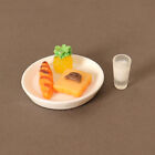 1Set 1:12 Dollhouse Miniature Food Dinner Plate Milk Bread Fruit Kitchen Decor