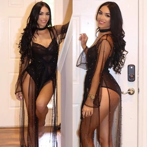 Sexy schöner transparenter Damen-Staubtuch Me Not Netz (schwarz) S, M, L  - Bild 1 von 3