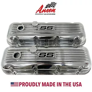 Big Block Chevy "SS" Super Sport Polished Valve Covers, Finned - Ansen USA - Picture 1 of 5