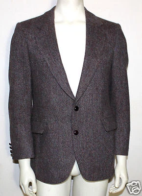 Chaqueta de lana Stafford HARRIS TWEED tono púrpura vintage con percha de madera Foto 1 de 4
