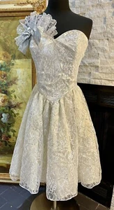 Vintage Loralie White And Silver Tulle Prom Party 1980s Ballerina Dress - Picture 1 of 6