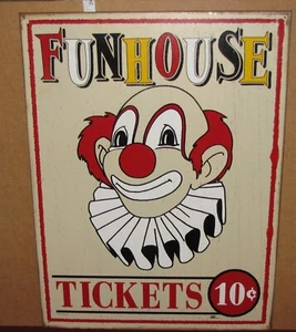 Vintage Funhouse Tickets 10 Cents Clown Carnival Mummert Metal Sign - Picture 1 of 14