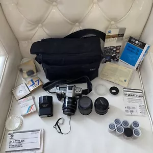 Vintage Minolta Maxxum 5 35mm Film Camera 50mm Lens 55mm Flash Manual +! - Picture 1 of 24