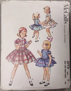 Vintage Años 50 Niñas Talla 2 Patrón de Costura McCalls Vestido de Fiesta Gingham Baile Swing - Imagen 1 de 2