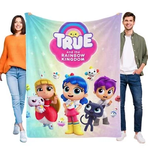 True and The Rainbow Kingdom Blanket Flannel Soft Sofa Bed Throw Birthday Gift - Picture 1 of 11