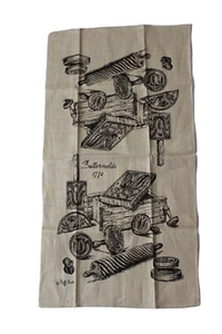 Vintage Dolly Dembo Leinen Küchentuch 1770 Butterformen Primitive Mid Century - Bild 1 von 5
