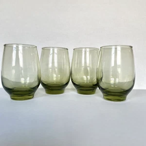 Libbey Glas Tempo Avocado grün Bargeschirr Vintage MCM 10 Unzen Trinkgläser 4 1/2" 4er Set - Bild 1 von 6