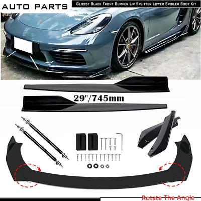 Front Bumper Lip Spoiler Rear Side Skirt Splitter Strut For Porsche 718 Boxster Foto 1 de 4