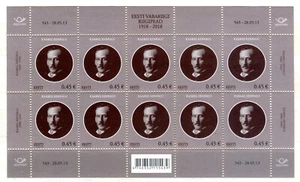 EST_543 2013 Estonia Heads of State Eenpalu ERROR "scratched nose" SHEET MNH - Picture 1 of 2