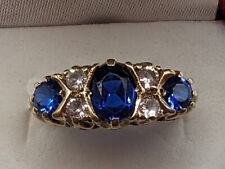 2.50 Ct Oval Cut Simulated Blue Sapphire Art Deco Ring In 14k Yellow Gold Plated