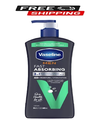 Vaseline Men Fast Absorbing 3-in-1 Face, Hands & Body Lotion for Men Dry Skin, 2 - Image 1 of 4